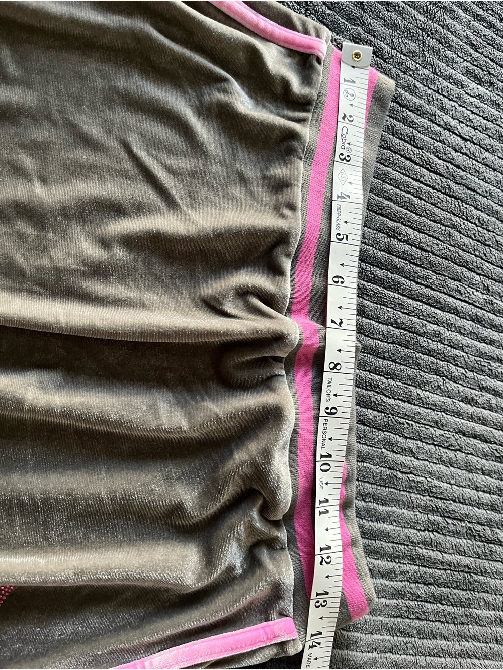 PLAYBOY + MissGuided Colab Velvet Mini Skirt with Pink Striped Waistband - Picture 6 of 8